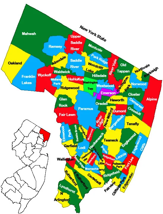 Bergen County Map - Living in Bergen County NJ - www.northjerseypartners.com